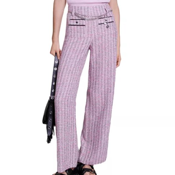 Maje Women's Patri Wide Leg Pants Pink Size 36 (US S)6410